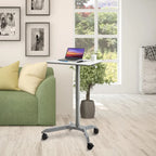 Bureau mobile pneumatique assis-debout simple utilisateur, coloris expresso/blanc