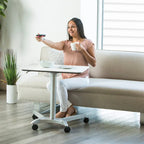 Bureau mobile pneumatique assis-debout simple utilisateur, coloris expresso/blanc