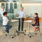 Bureau mobile pneumatique assis-debout simple utilisateur, coloris expresso/blanc