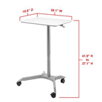 Bureau mobile pneumatique assis-debout simple utilisateur, coloris expresso/blanc
