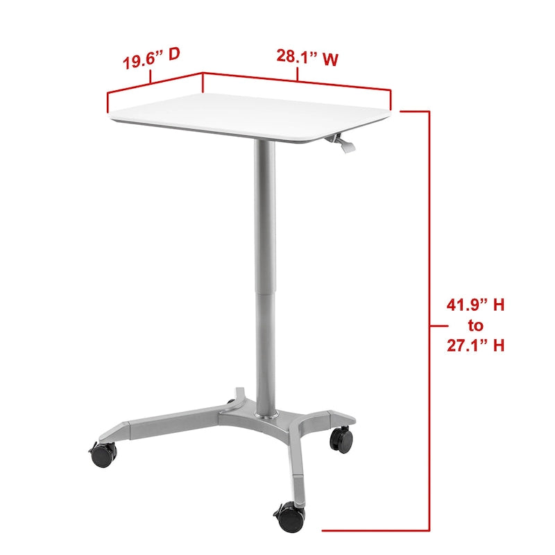Bureau mobile pneumatique assis-debout simple utilisateur, coloris expresso/blanc