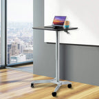 Bureau mobile pneumatique assis-debout simple utilisateur, coloris expresso/blanc