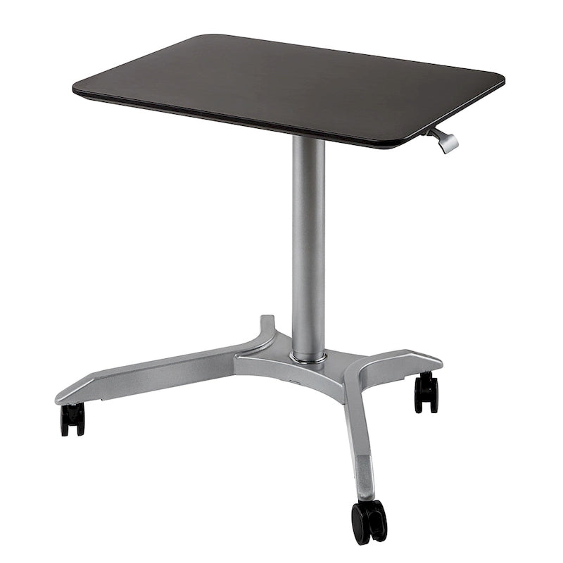 Bureau mobile pneumatique assis-debout simple utilisateur, coloris expresso/blanc
