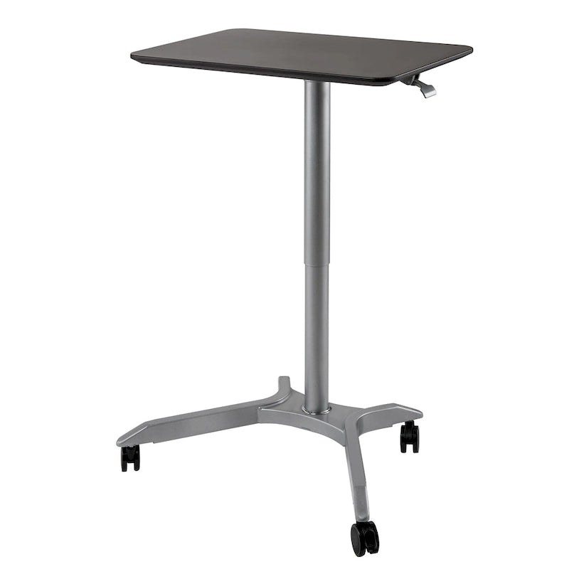 Bureau mobile pneumatique assis-debout simple utilisateur, coloris expresso/blanc