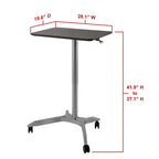Bureau mobile pneumatique assis-debout simple utilisateur, coloris expresso/blanc