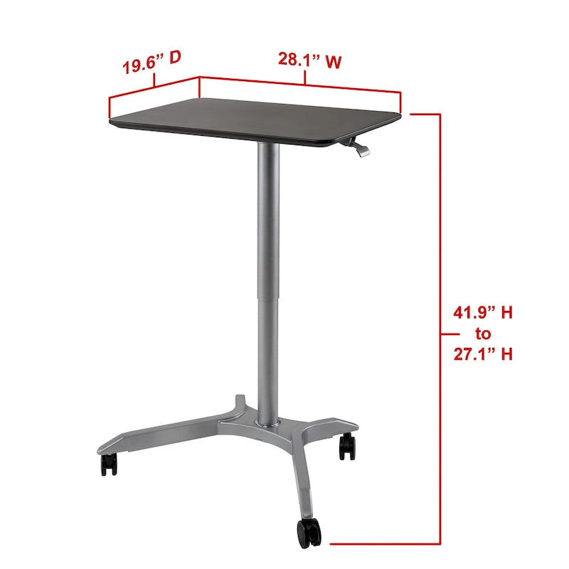 Bureau mobile pneumatique assis-debout simple utilisateur, coloris expresso/blanc