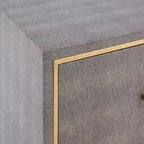 Table d'appoint à 2 tiroirs en similicuir grainé gris avec base dorée