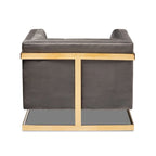 Fauteuil d'appoint capitonné en velours gris/bleu marine avec structure dorée, 1 place