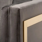 Fauteuil d'appoint capitonné en velours gris/bleu marine avec structure dorée, 1 place
