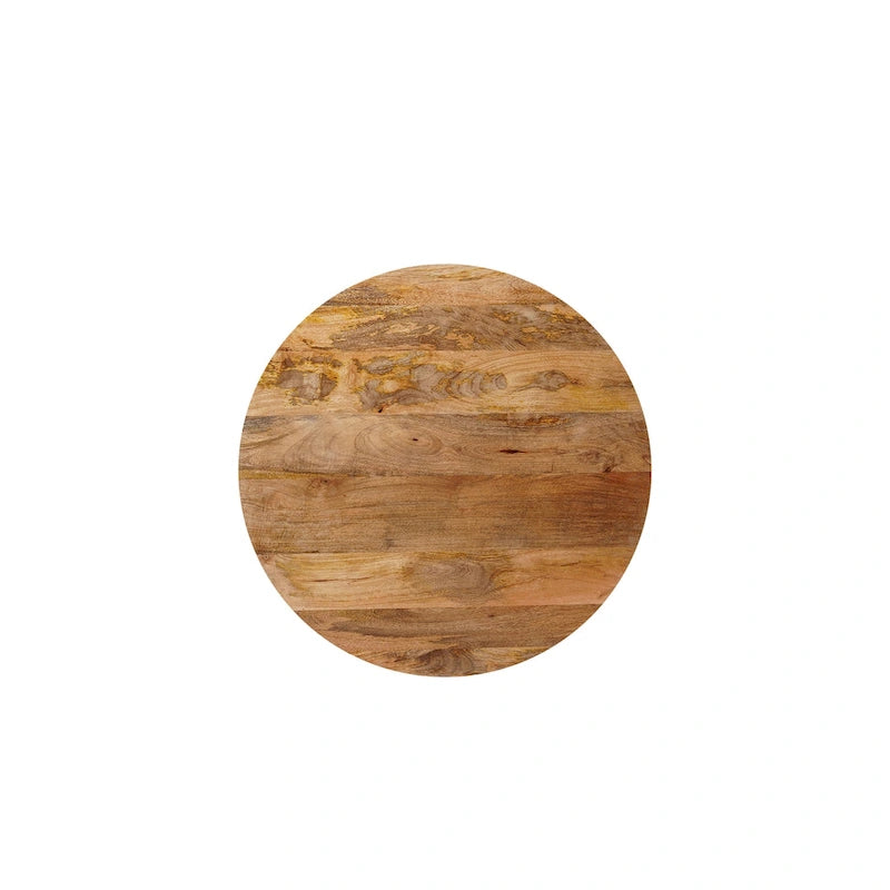 Table basse ronde en bois de manguier, finition naturelle/blanchie, 76 cm, pour 1 personne