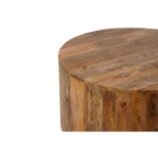 Table basse ronde en bois de manguier, finition naturelle/blanchie, 76 cm, pour 1 personne