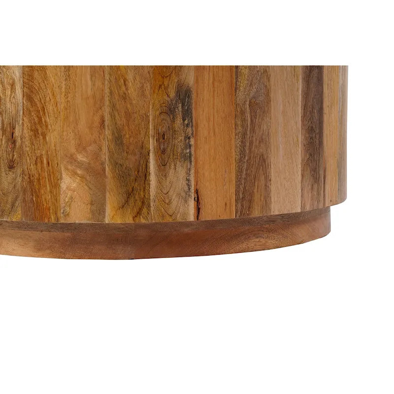 Table basse ronde en bois de manguier, finition naturelle/blanchie, 76 cm, pour 1 personne