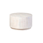 Table basse ronde en bois de manguier, finition naturelle/blanchie, 76 cm, pour 1 personne