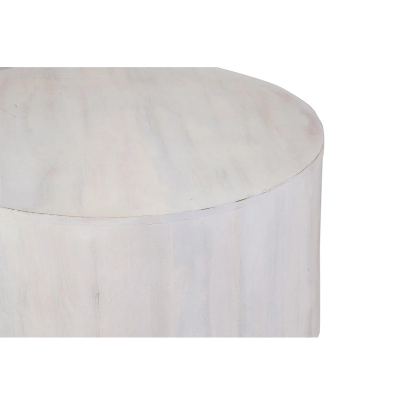 Table basse ronde en bois de manguier, finition naturelle/blanchie, 76 cm, pour 1 personne
