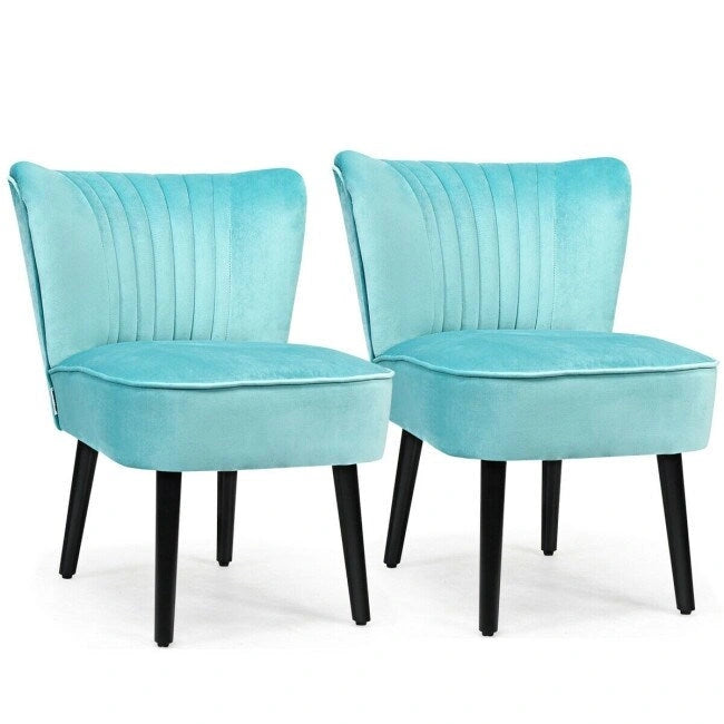 Fauteuil d'appoint sans accoudoirs turquoise/gris, lot de 2