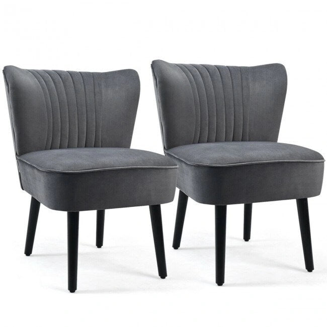 Fauteuil d'appoint sans accoudoirs turquoise/gris, lot de 2