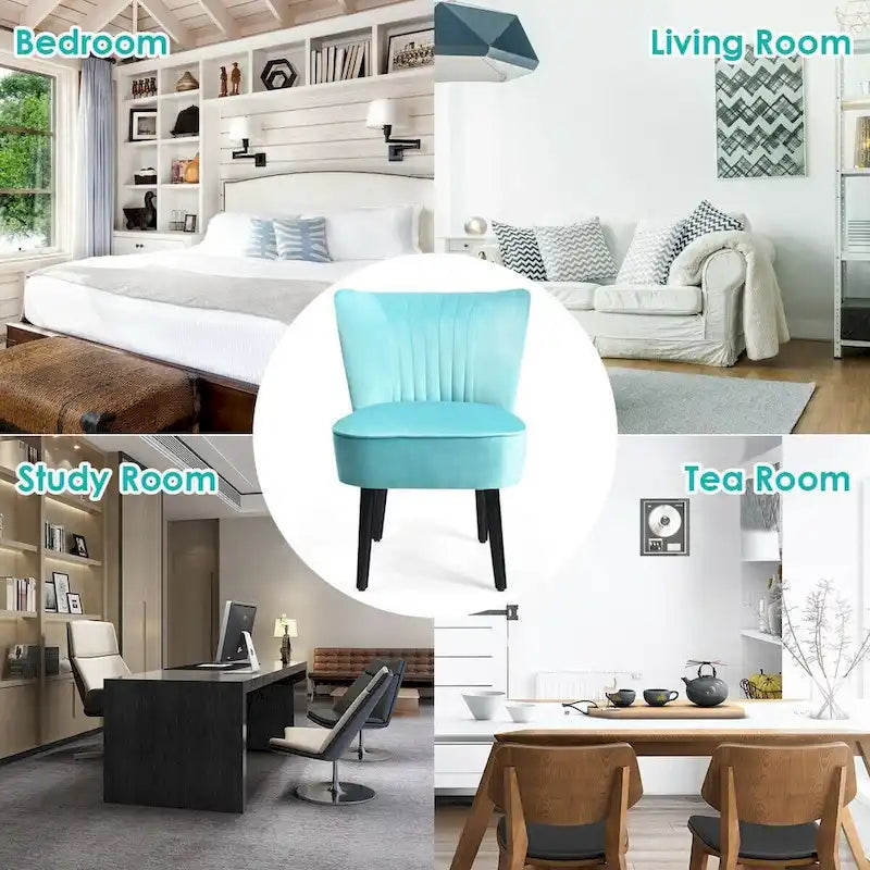 Fauteuil d'appoint sans accoudoirs turquoise/gris, lot de 2