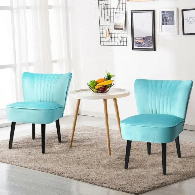 Fauteuil d'appoint sans accoudoirs turquoise/gris, lot de 2