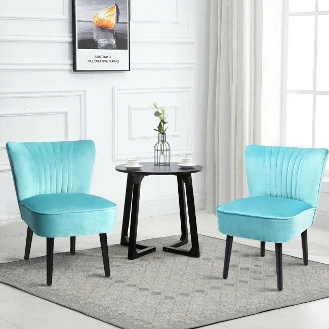 Fauteuil d'appoint sans accoudoirs turquoise/gris, lot de 2