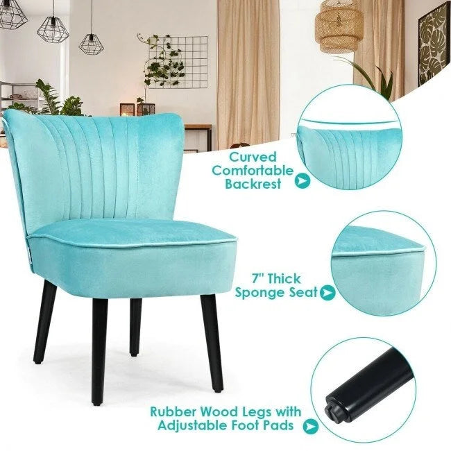 Fauteuil d'appoint sans accoudoirs turquoise/gris, lot de 2