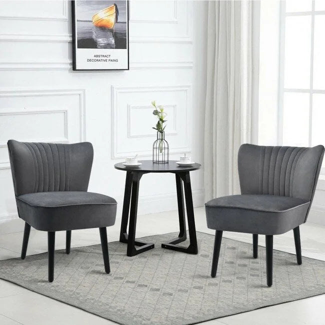 Fauteuil d'appoint sans accoudoirs turquoise/gris, lot de 2