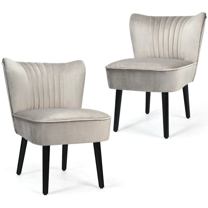 Fauteuil d'appoint sans accoudoirs turquoise/gris, lot de 2