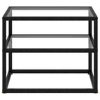 Table d'appoint en verre transparent et acier noir, 50×40×40 cm