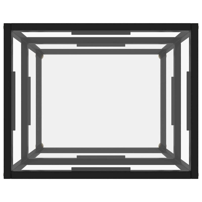 Table d'appoint en verre transparent et acier noir, 50×40×40 cm