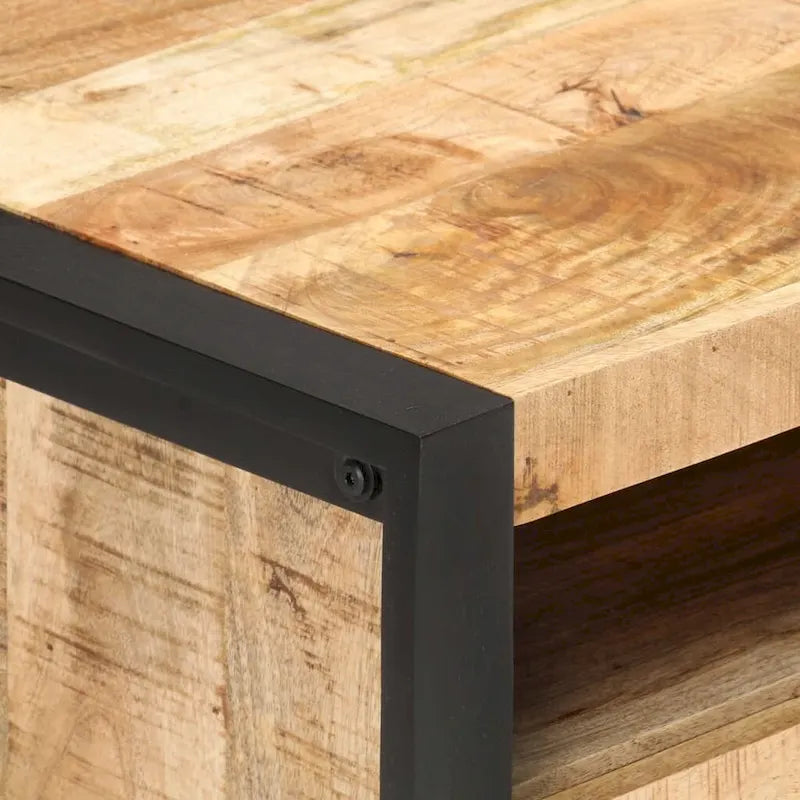 Table basse en bois recyclé avec rangement, style industriel, 1 pièce