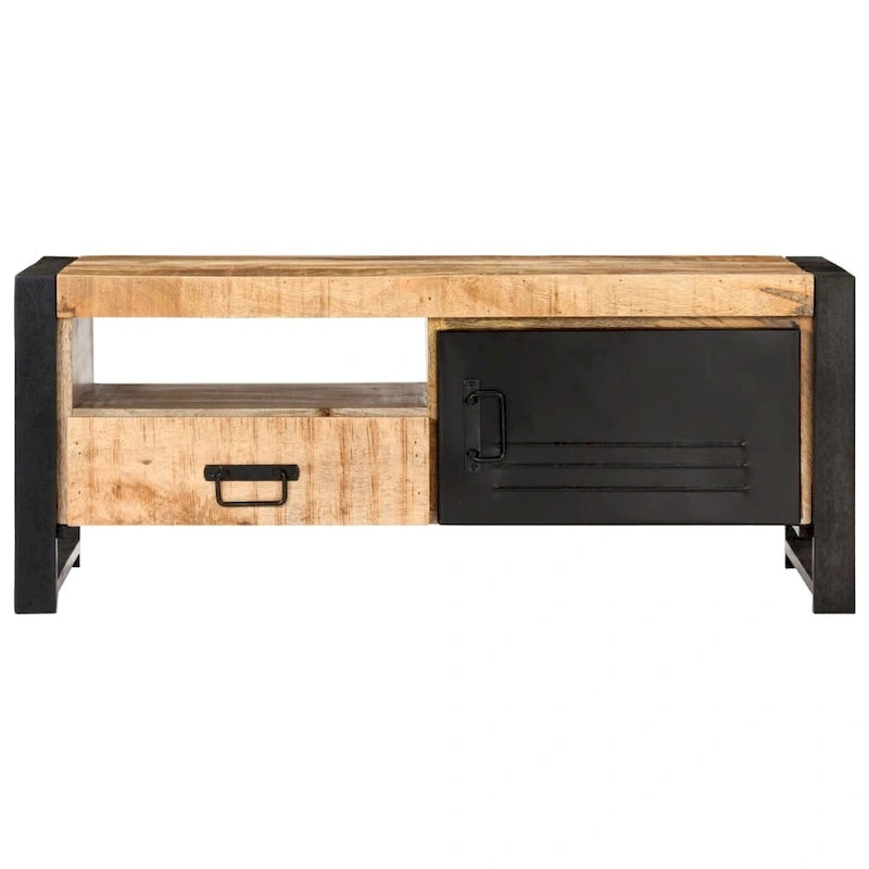 Table basse en bois recyclé avec rangement, style industriel, 1 pièce