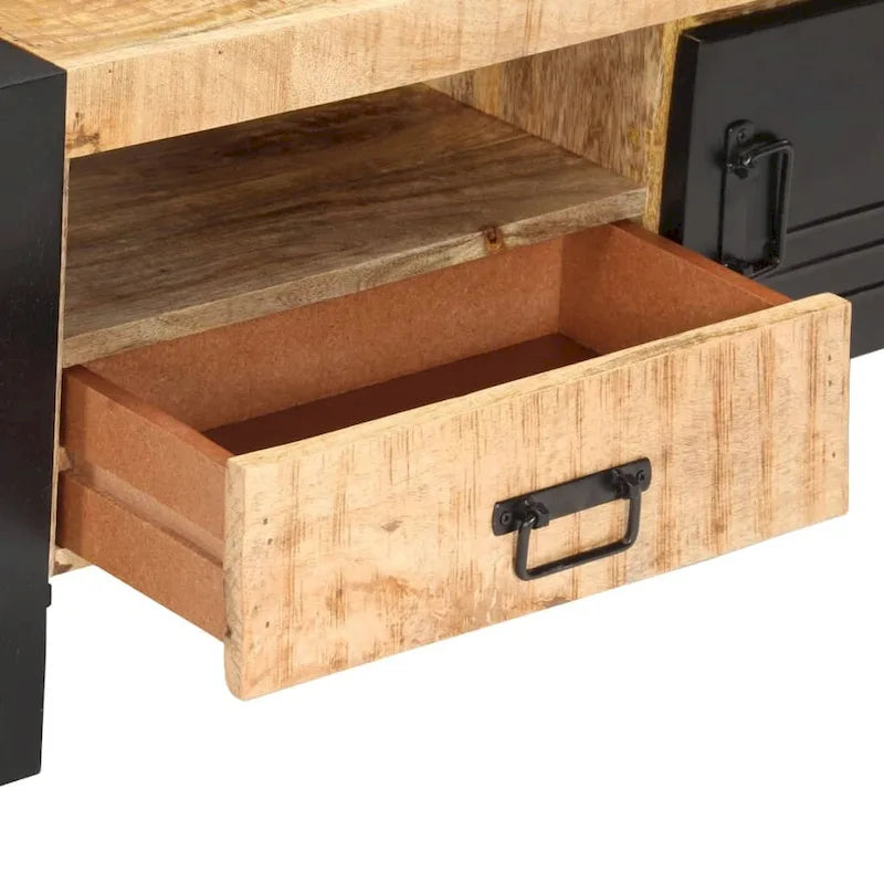 Table basse en bois recyclé avec rangement, style industriel, 1 pièce