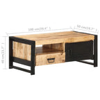 Table basse en bois recyclé avec rangement, style industriel, 1 pièce