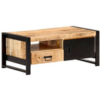 Table basse en bois recyclé avec rangement, style industriel, 1 pièce