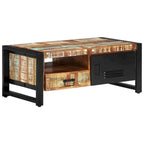 Table basse en bois recyclé avec rangement, style industriel, 1 pièce