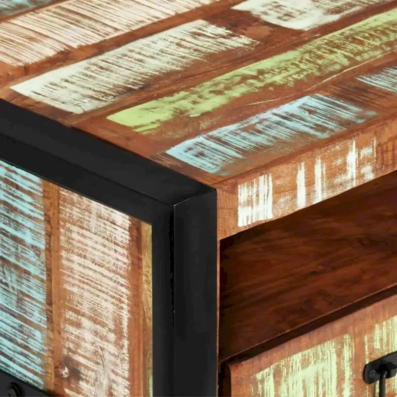 Table basse en bois recyclé avec rangement, style industriel, 1 pièce