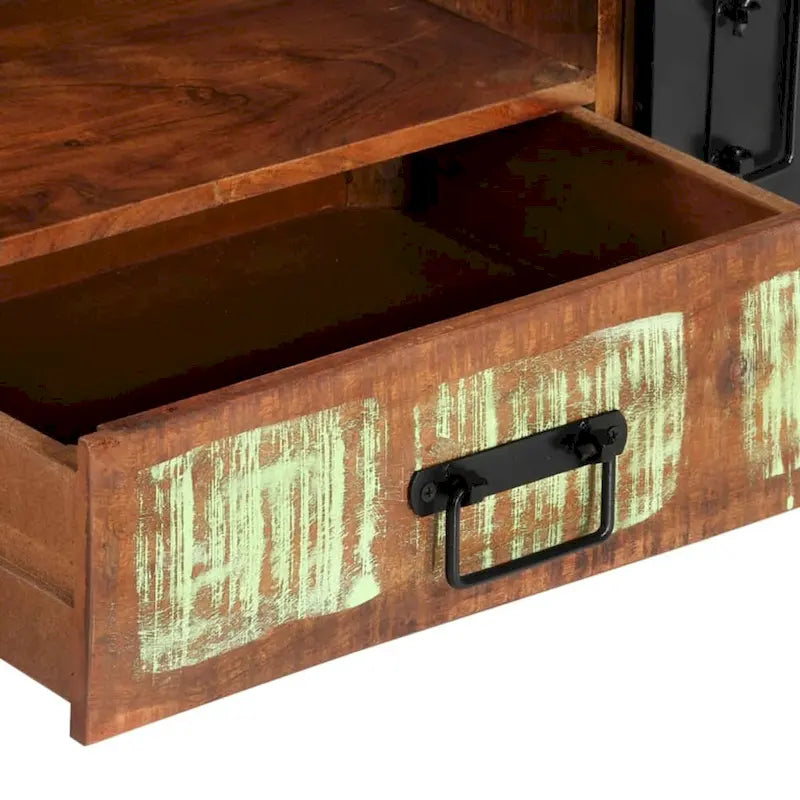 Table basse en bois recyclé avec rangement, style industriel, 1 pièce