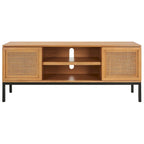 Meuble TV en rotin noir/naturel à 2 portes, L 137 cm – 1 unité
