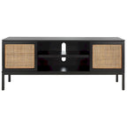Meuble TV en rotin noir/naturel à 2 portes, L 137 cm – 1 unité