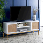Meuble TV en rotin noir/naturel à 2 portes, L 137 cm – 1 unité