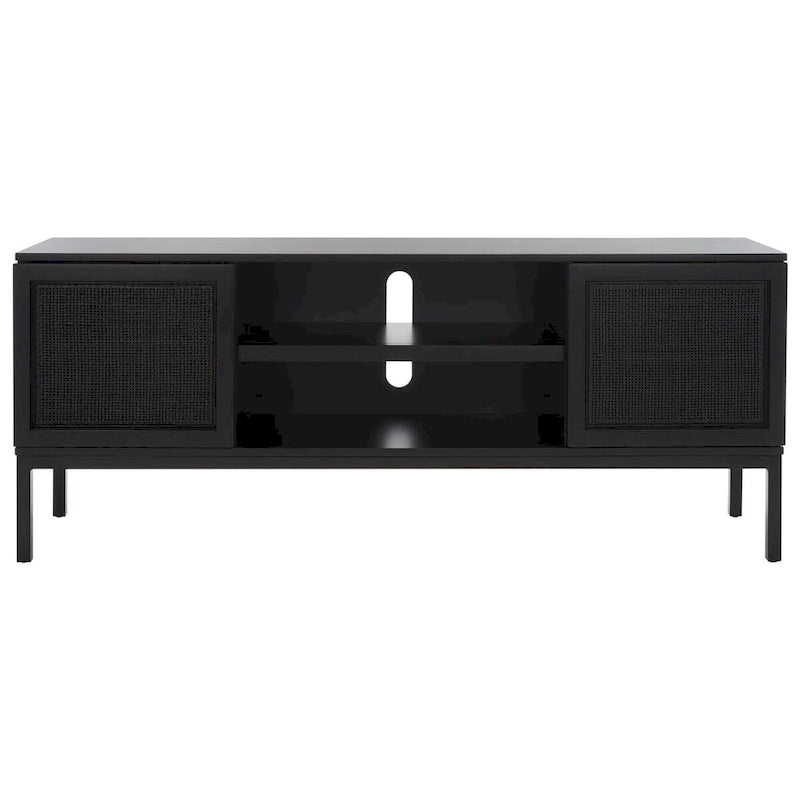 Meuble TV en rotin noir/naturel à 2 portes, L 137 cm – 1 unité