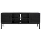 Meuble TV en rotin noir/naturel à 2 portes, L 137 cm – 1 unité