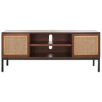 Meuble TV en rotin noir/naturel à 2 portes, L 137 cm – 1 unité