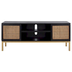 Meuble TV en rotin noir/naturel à 2 portes, L 137 cm – 1 unité