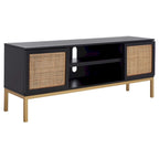 Meuble TV en rotin noir/naturel à 2 portes, L 137 cm – 1 unité