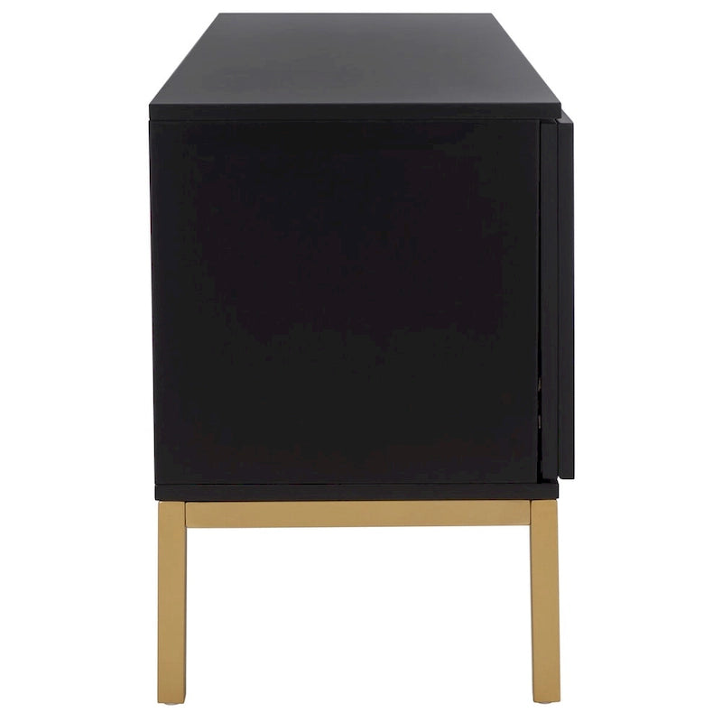 Meuble TV en rotin noir/naturel à 2 portes, L 137 cm – 1 unité