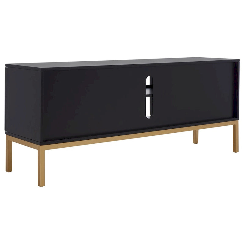 Meuble TV en rotin noir/naturel à 2 portes, L 137 cm – 1 unité