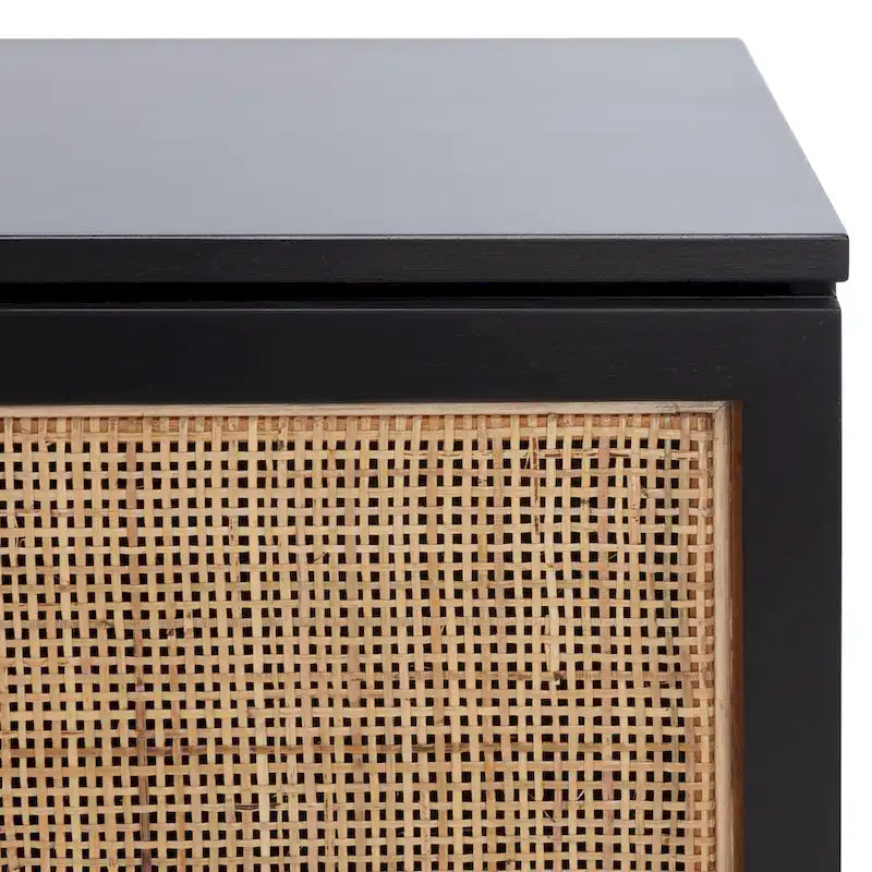 Meuble TV en rotin noir/naturel à 2 portes, L 137 cm – 1 unité