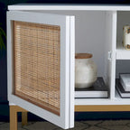 Meuble TV en rotin noir/naturel à 2 portes, L 137 cm – 1 unité