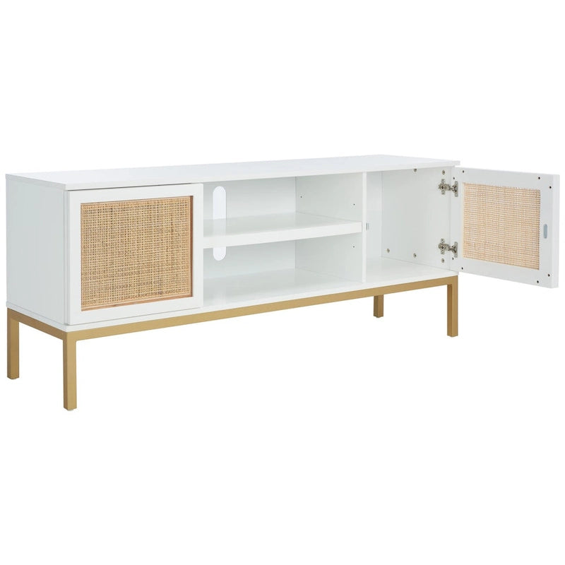 Meuble TV en rotin noir/naturel à 2 portes, L 137 cm – 1 unité