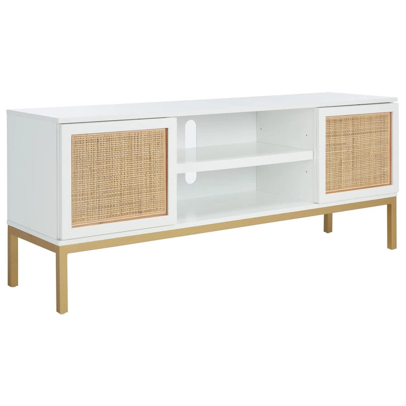 Meuble TV en rotin noir/naturel à 2 portes, L 137 cm – 1 unité